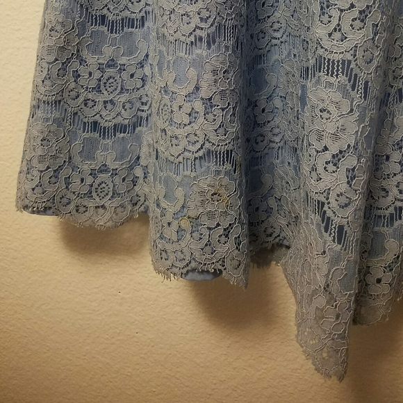 👗 Forever 21 Blue Strapless Floral Lace Dress Size Large - Picture 8 of 14